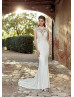 Mermaid High Neck Ivory Lace Chiffon Wedding Dress